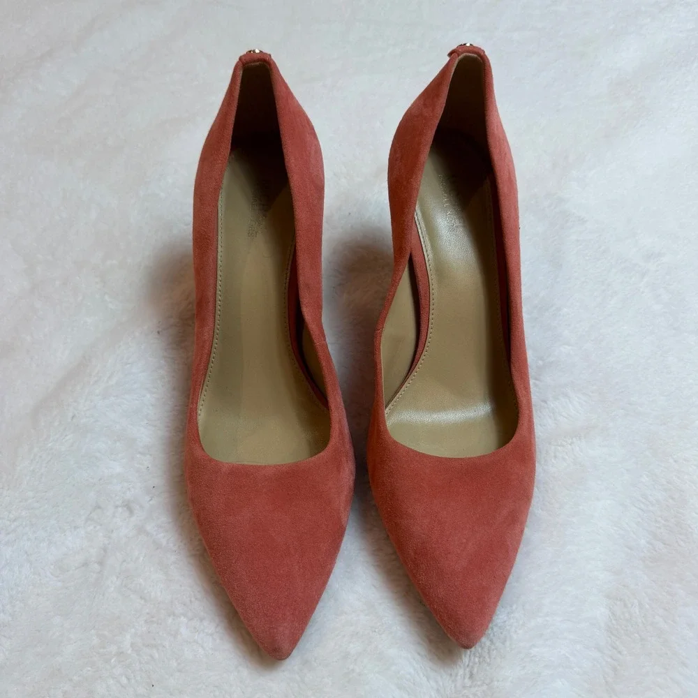 Michael Michael Kors Dorothy Flex Pumps Coral Pink Suede Pointed Toe Heels 8M